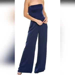 Ramy Brook Jamie Strapless Cross Back Satin Jumpsuit